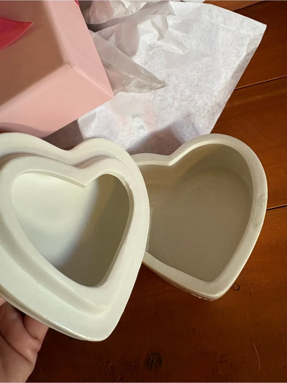 Porcelain Swan Heart Jewelry Trinket With Gift Box, Pink Floral Romantic Gift